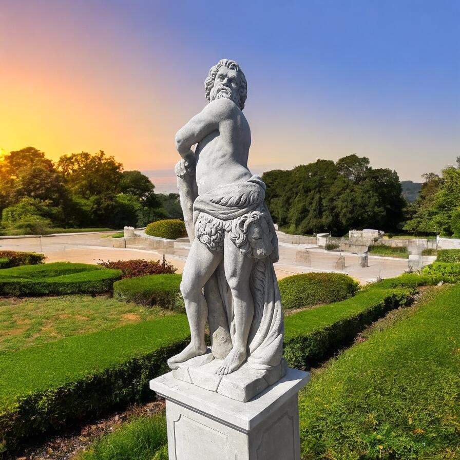 Sculptures de jardin italiennes en pierre du sujet mythologique d'Hercule en vente 10