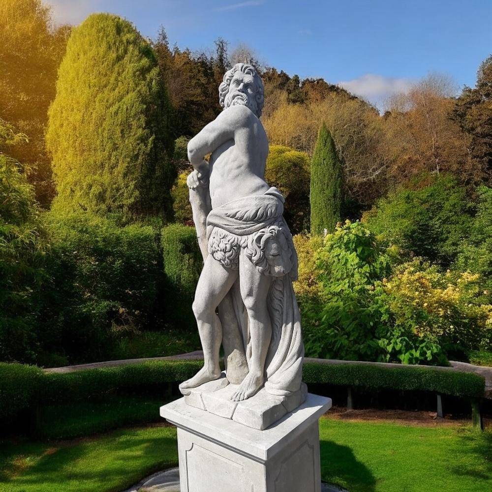 Sculptures de jardin italiennes en pierre du sujet mythologique d'Hercule en vente 11