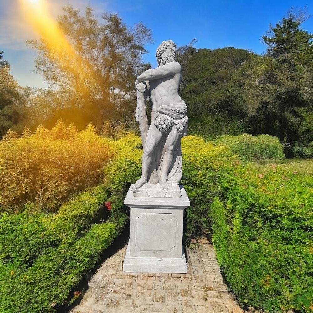 Sculptures de jardin italiennes en pierre du sujet mythologique d'Hercule en vente 2