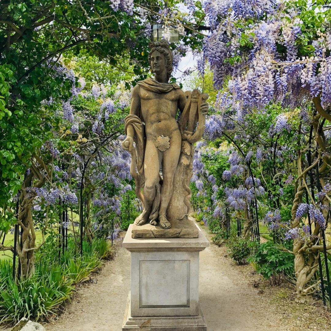 Outdoor Italian Stone Garden Sculptures of Roman Mythological subject of Apollo For Sale 5