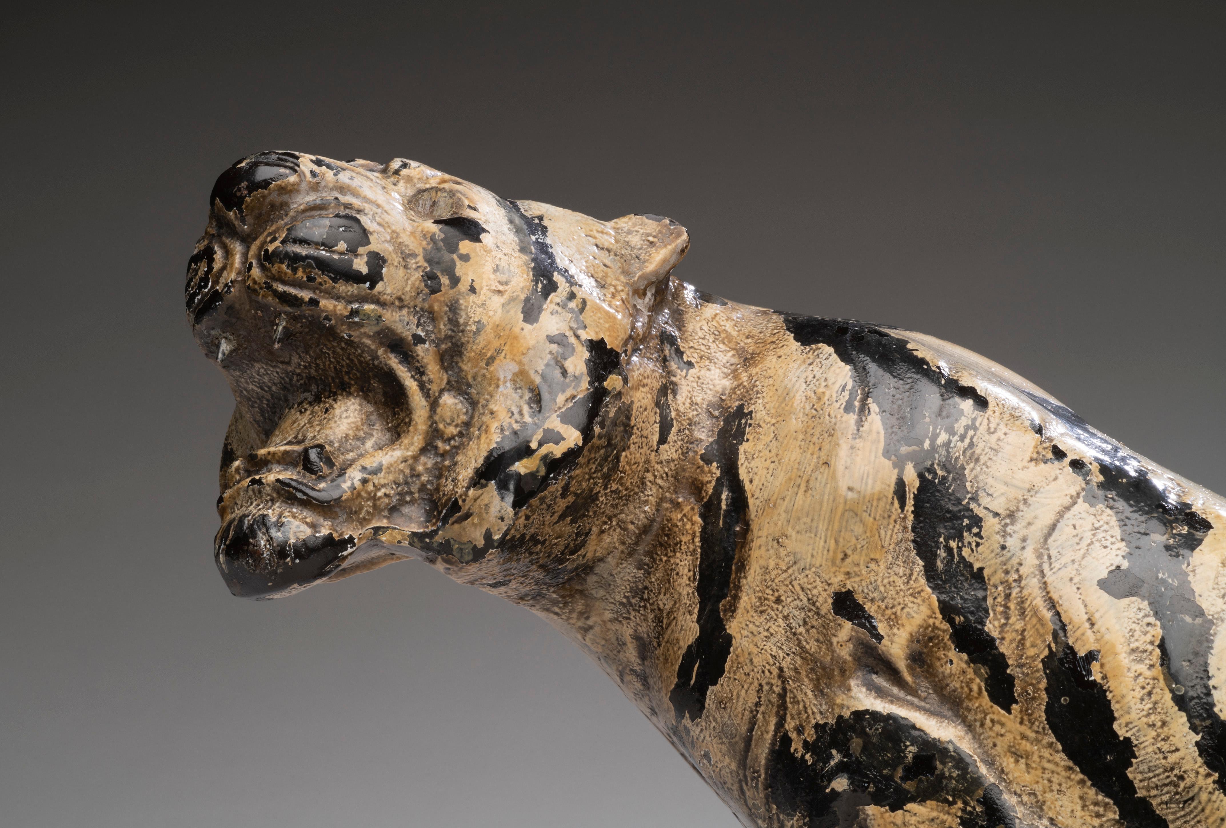 Painted Cast-Metal Tiger circa  1900 - Sculpture by Unknown