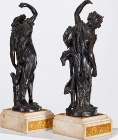 Pareja de estatuas neoclásicas francesas de bronce de finales del siglo XVIII