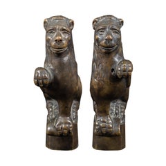 Pair of 18th century Renaissance style bronze sculptures - Lions