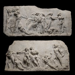 Pair of 19th Century Marble Reliefs depicting the Massacre of the Niobids