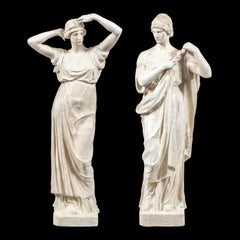 Neoklassizistische Skulptur in Rom – Paar italienische Scagliola-Figuren aus dem 19. Jahrhundert