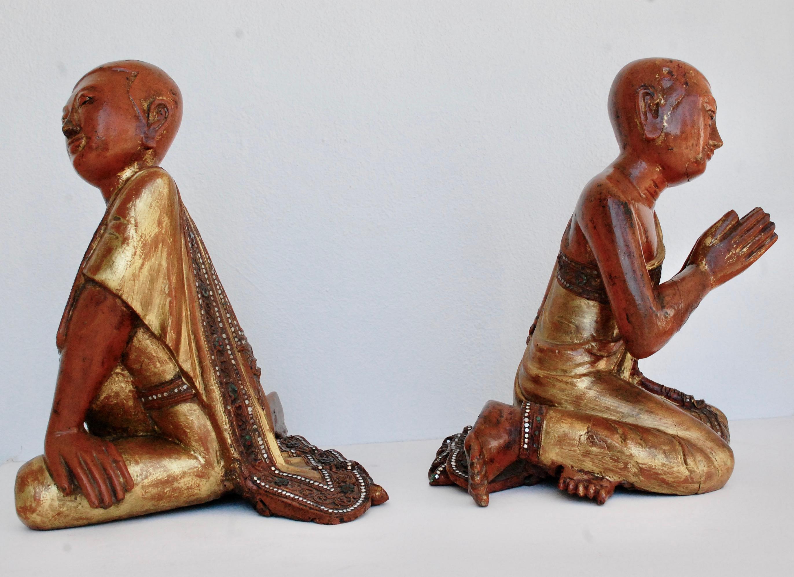 Pair of 19th Century Buddhist Monks  For Sale 1