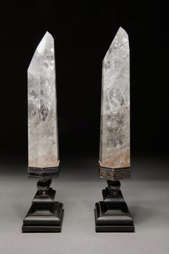 Paar Obelisken aus Bergkristall von Giuliano Tincani aus dem 20.