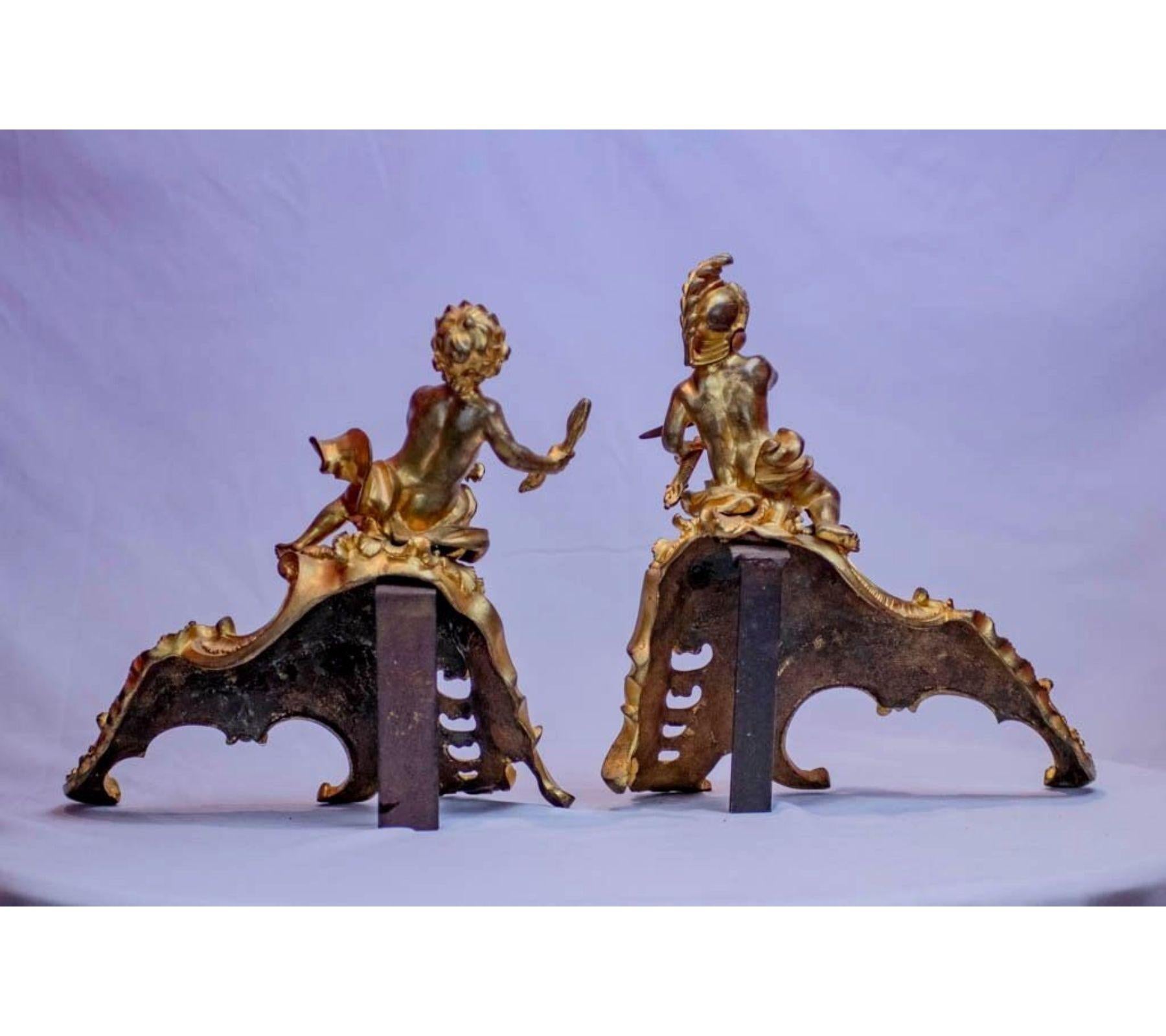 Pair Of Andirons From The Louis XV Period - Sculpture by Unknown