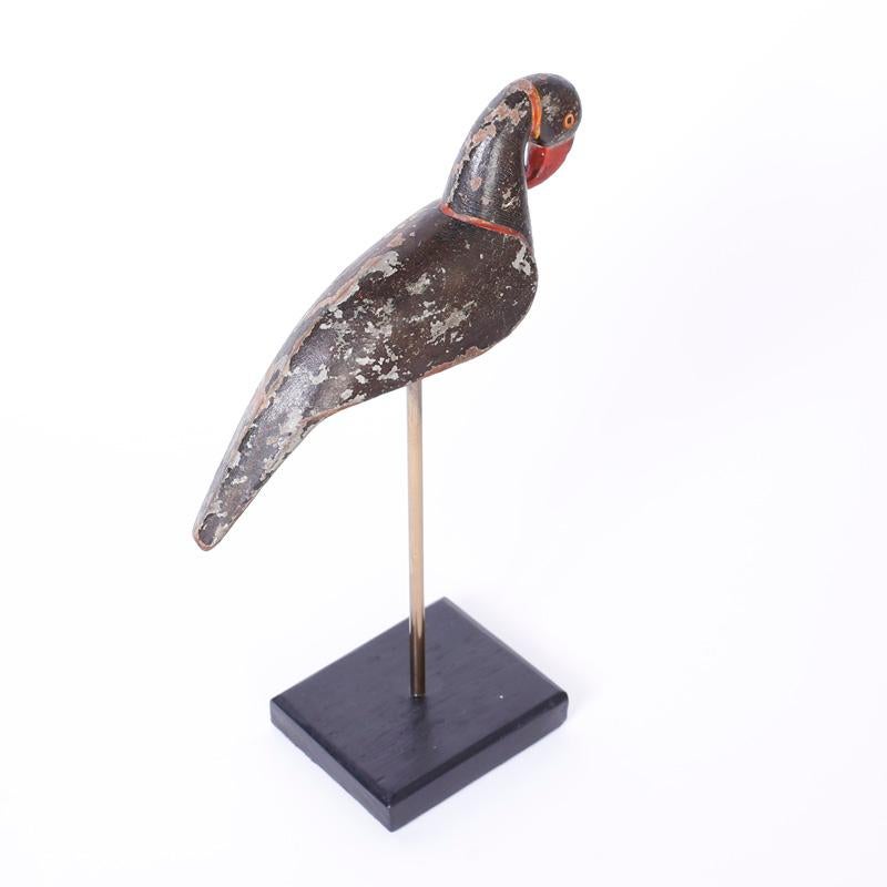 Pair of Anglo Indian Carved Wood Birds on Stands - Brown Figurative Sculpture by Unknown