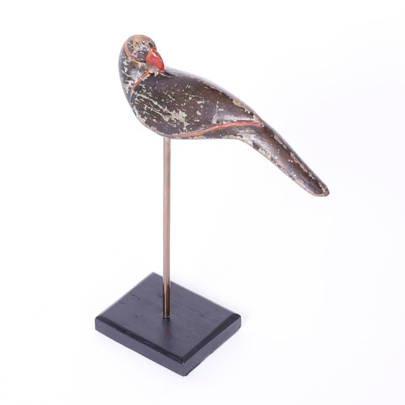 Pair of Anglo Indian Carved Wood Birds on Stands For Sale 1