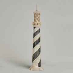 Pair of Antique Cape Hatteras Lighthouse Carved Whalebone Sculptures