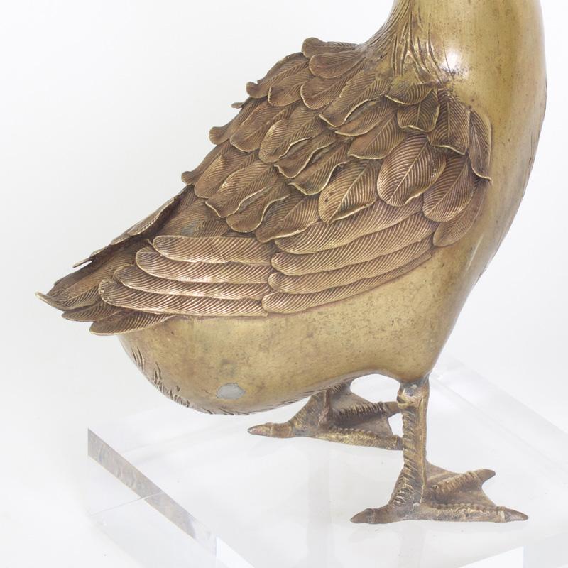 Pareja de esculturas de gansos de bronce en venta 4