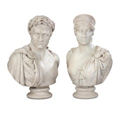 Paire de bustes de l'empereur Napoléon et de l'impératrice Marie-Louis