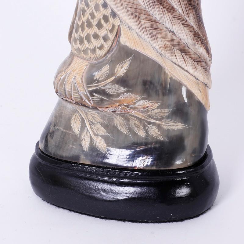 Pair of Carved and Painted Horn Bird Sculptures For Sale 6