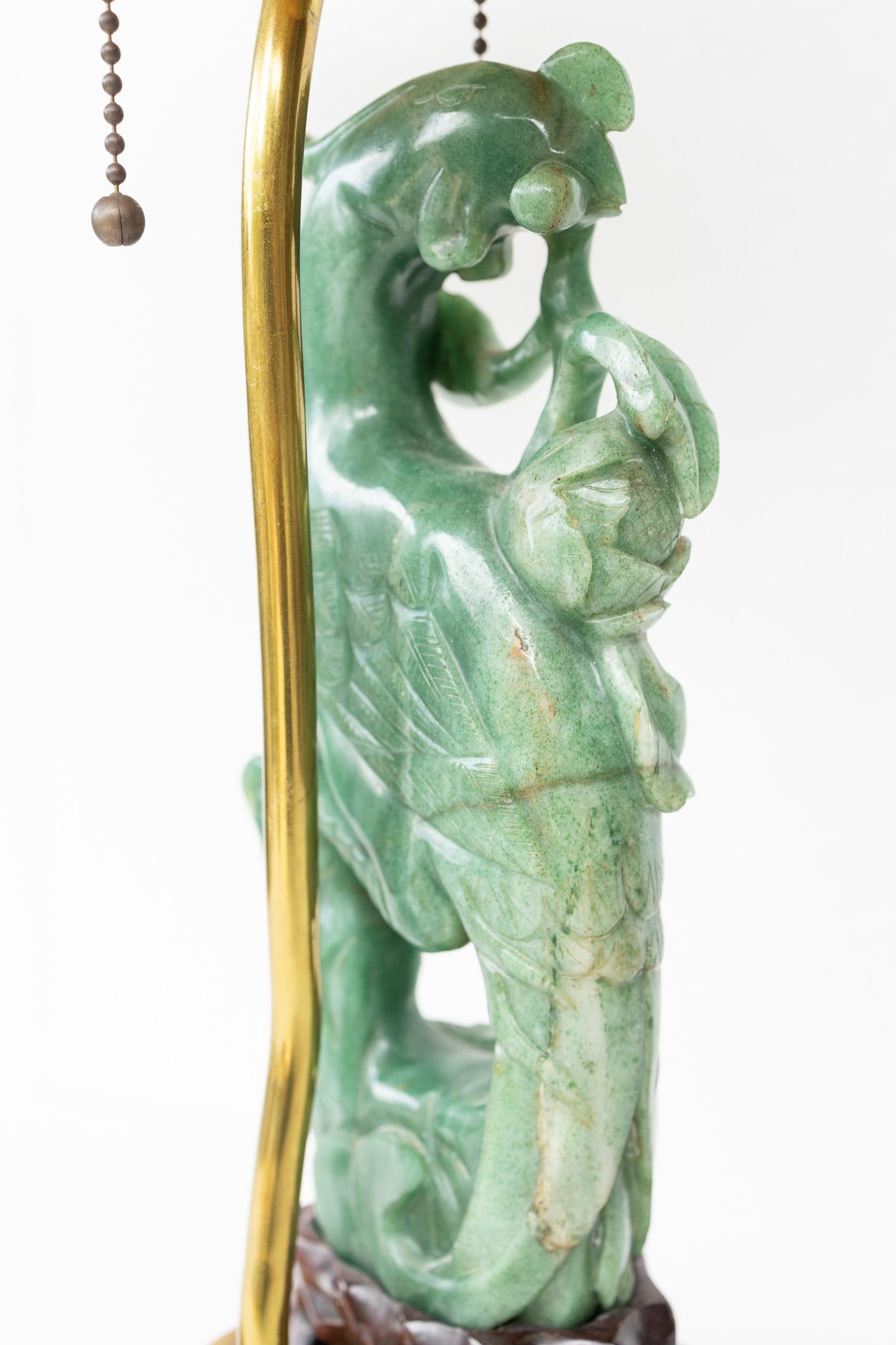 Pair of Chinese Lamps with Carved Aventurine Phoenixes, Jade Finials, Cloisonné For Sale 6