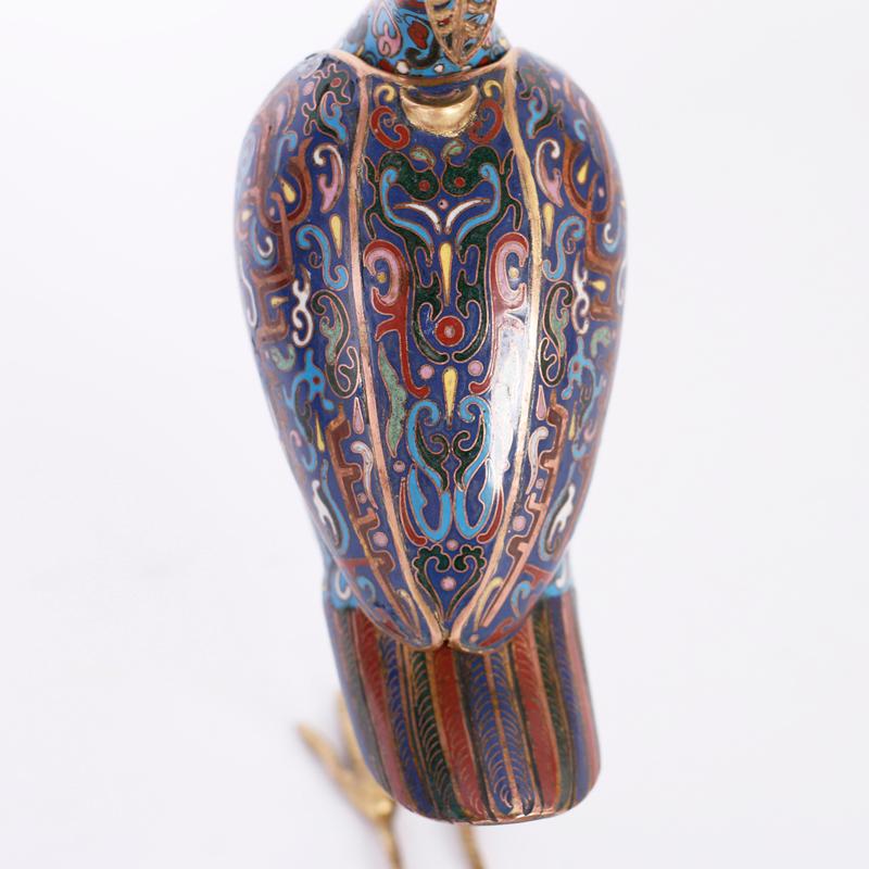 Pair of Chinese Cloisonné Birds or Quails For Sale 1
