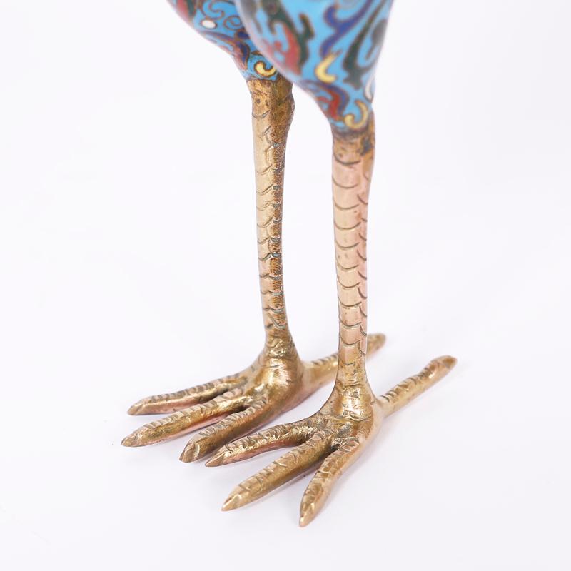 Pair of Chinese Cloisonné Birds or Quails For Sale 2