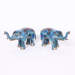 Pair of Chinese Cloisonné Elephants