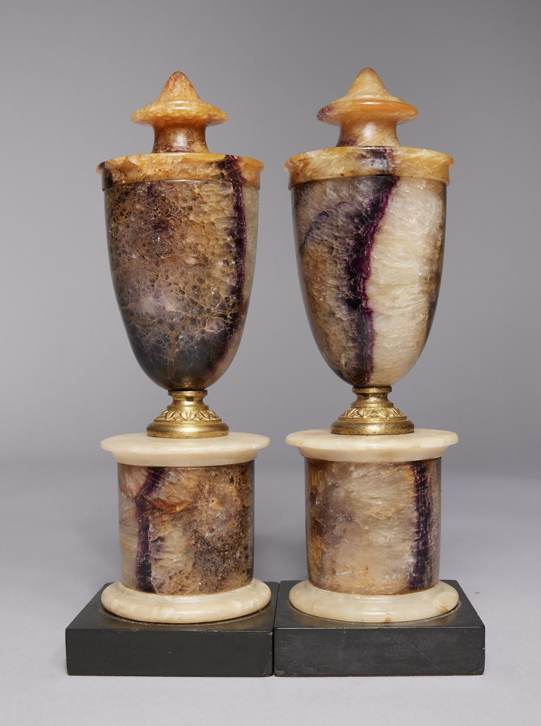Paar englische Regency Blue John (Derbyshire Spar) Urnen, 19. Jahrhundert – Art von Unknown