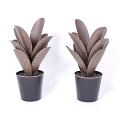 Pareja de Agaves de imitación en macetas de metal