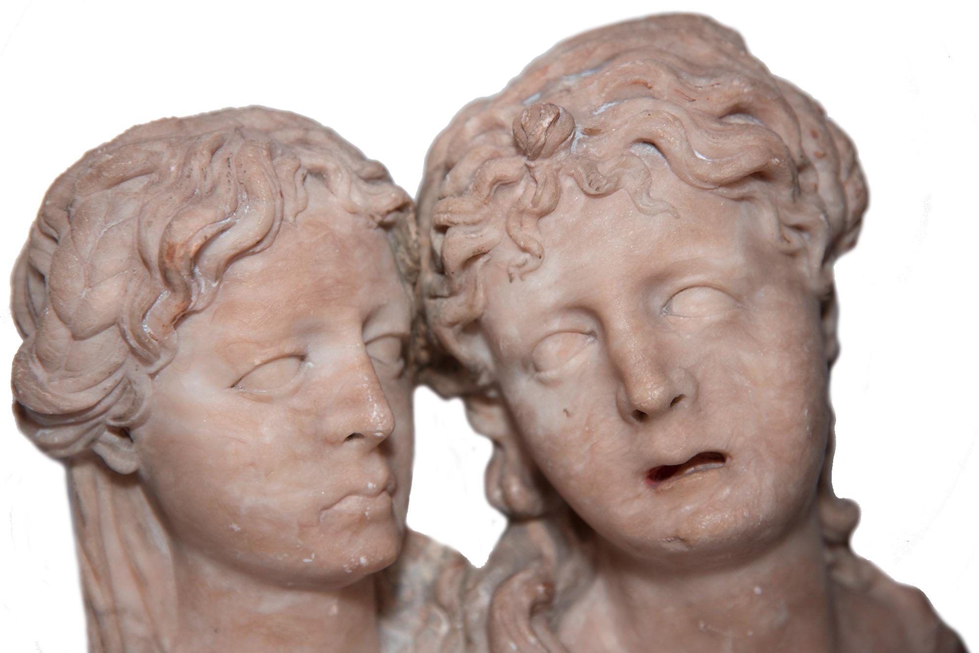Pair of Female Busts In Alabaster, Southern Netherlands Circa 1550 - Northern Renaissance Sculpture by Unknown