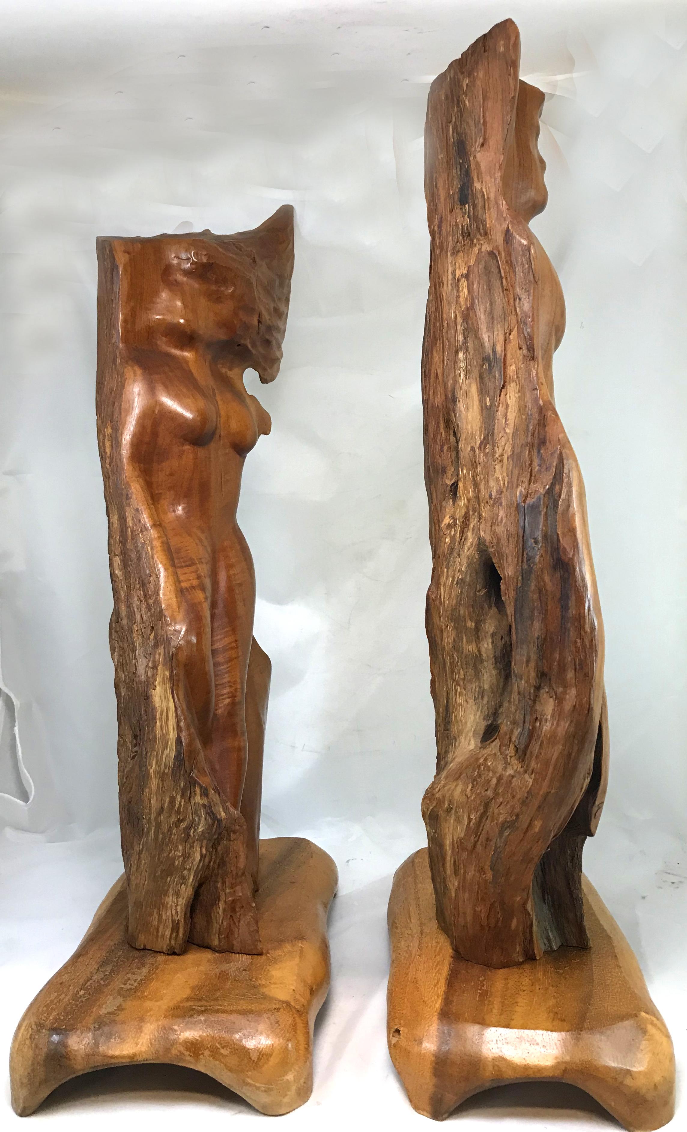 Pair of Figural Koa Wood Sculptures 1