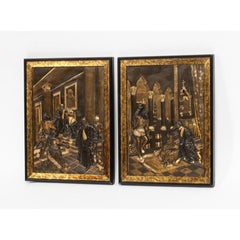 Pair of Gilt and Patinated Bronze Relief Plaques Depicting Shakespeare, Othello