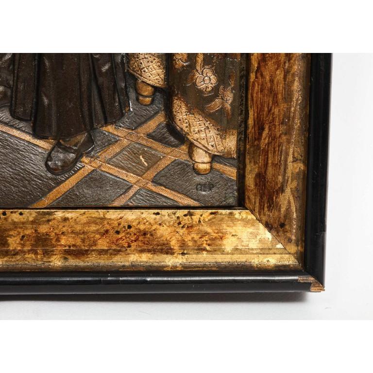 Pair of Gilt and Patinated Bronze Relief Plaques Depicting Shakespeare, Othello - Gold Figurative Sculpture by Unknown