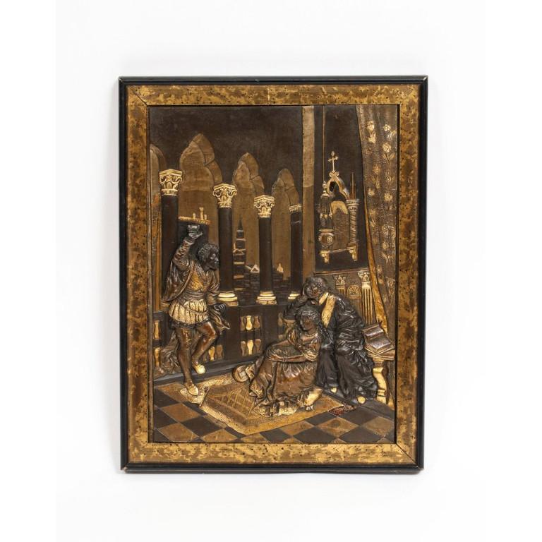Pair of Gilt and Patinated Bronze Relief Plaques Depicting Shakespeare, Othello 4