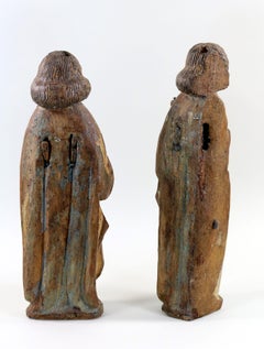 Pair of gilt and polychrome wood angels circa 1500