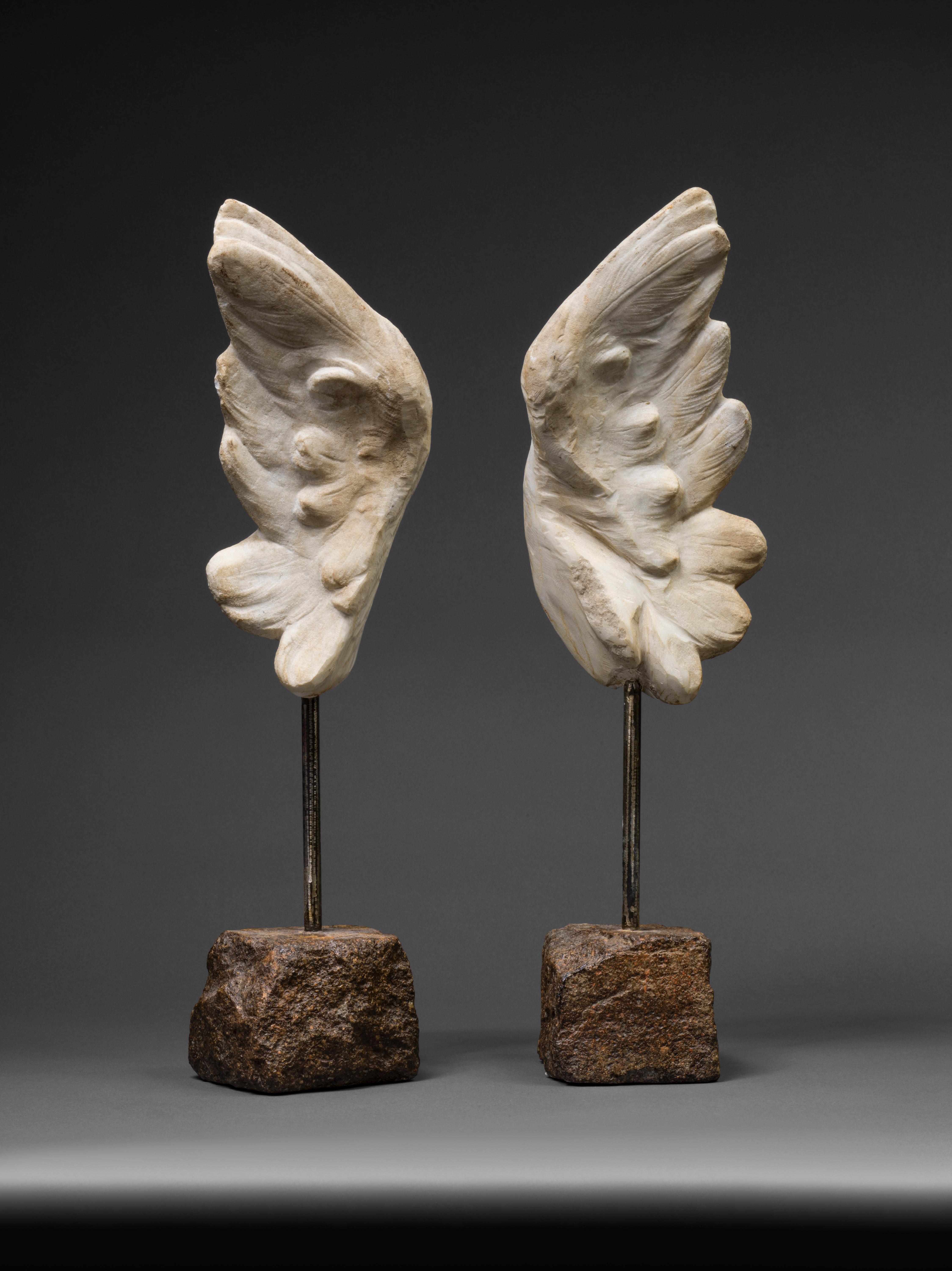Unknown Figurative Sculpture - Pair of Italian 16th Century marble wings