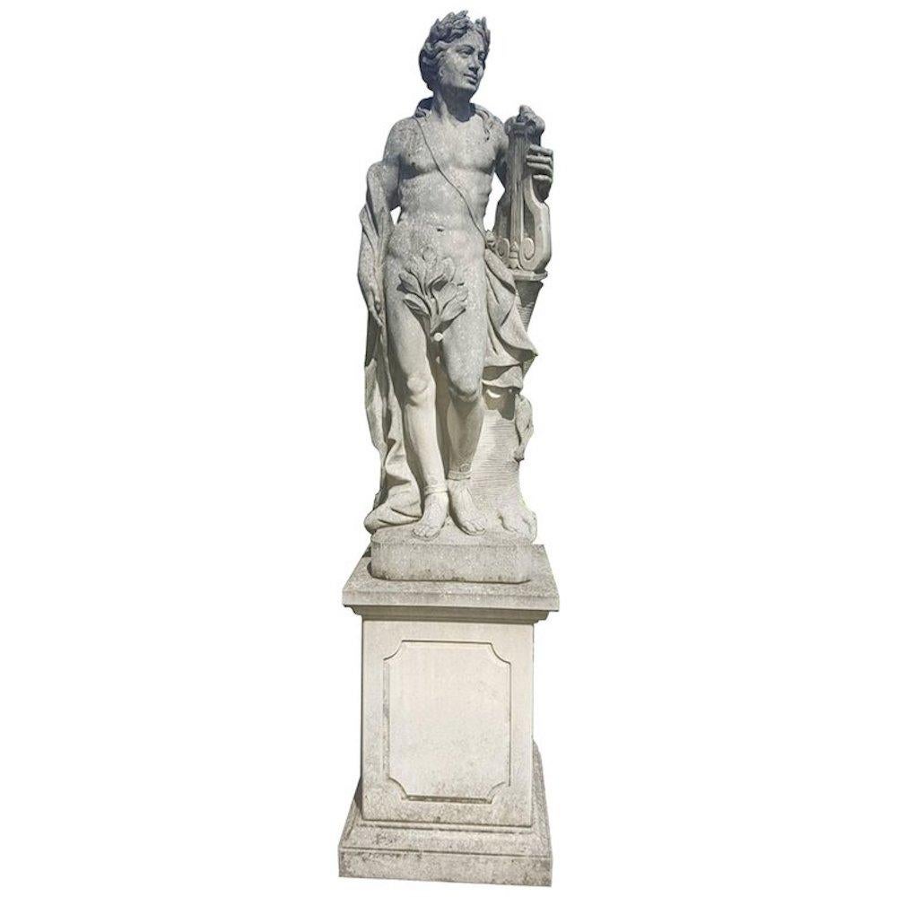Pair of Italian Limestone Garden Sculptures of Apollo and Roman Goddness   1