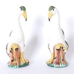 Pair of Italian Porcelain Birds Signed Meiselman