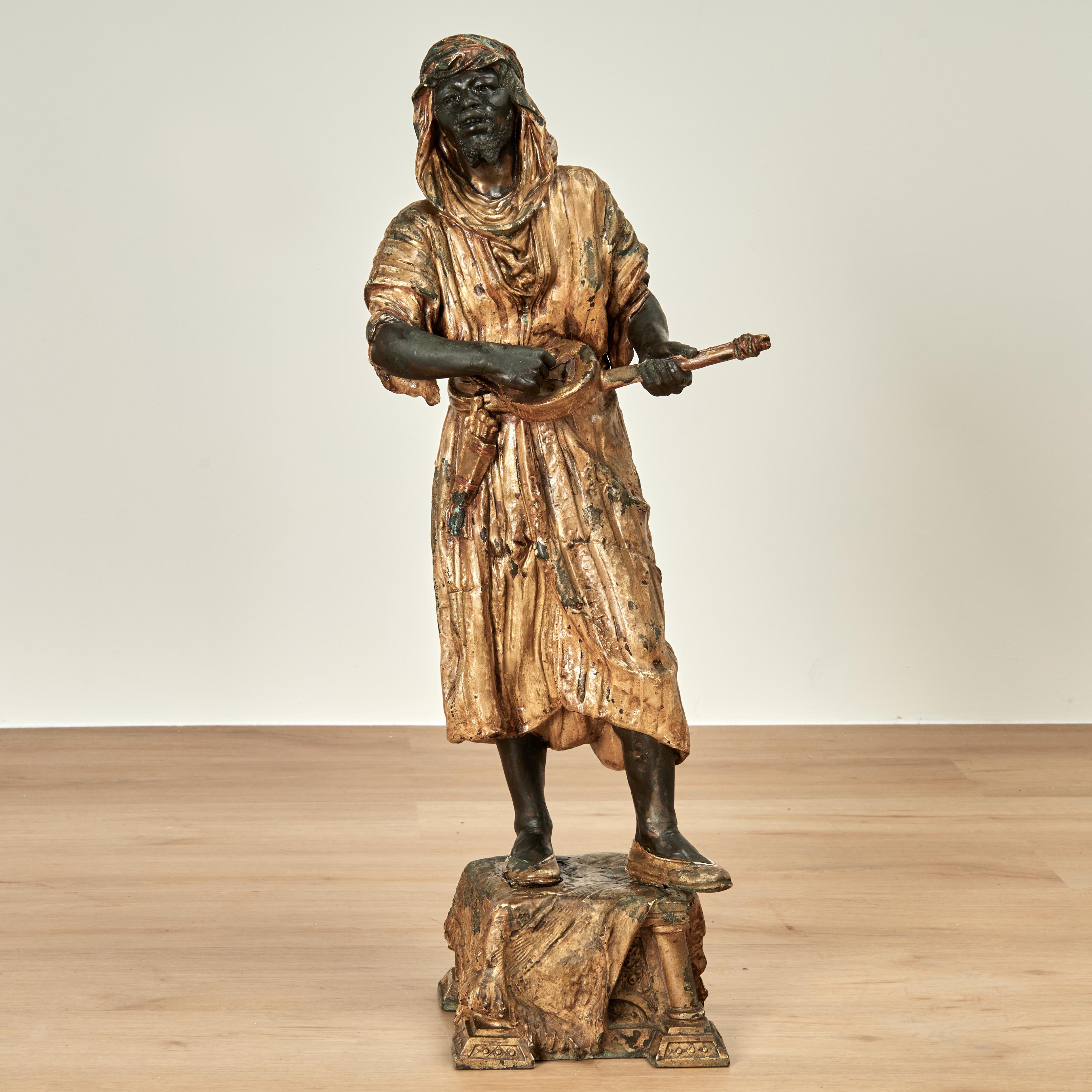 Pair of Large Antique Orientalist Bronze Figural Sculptures or Statues For Sale 7