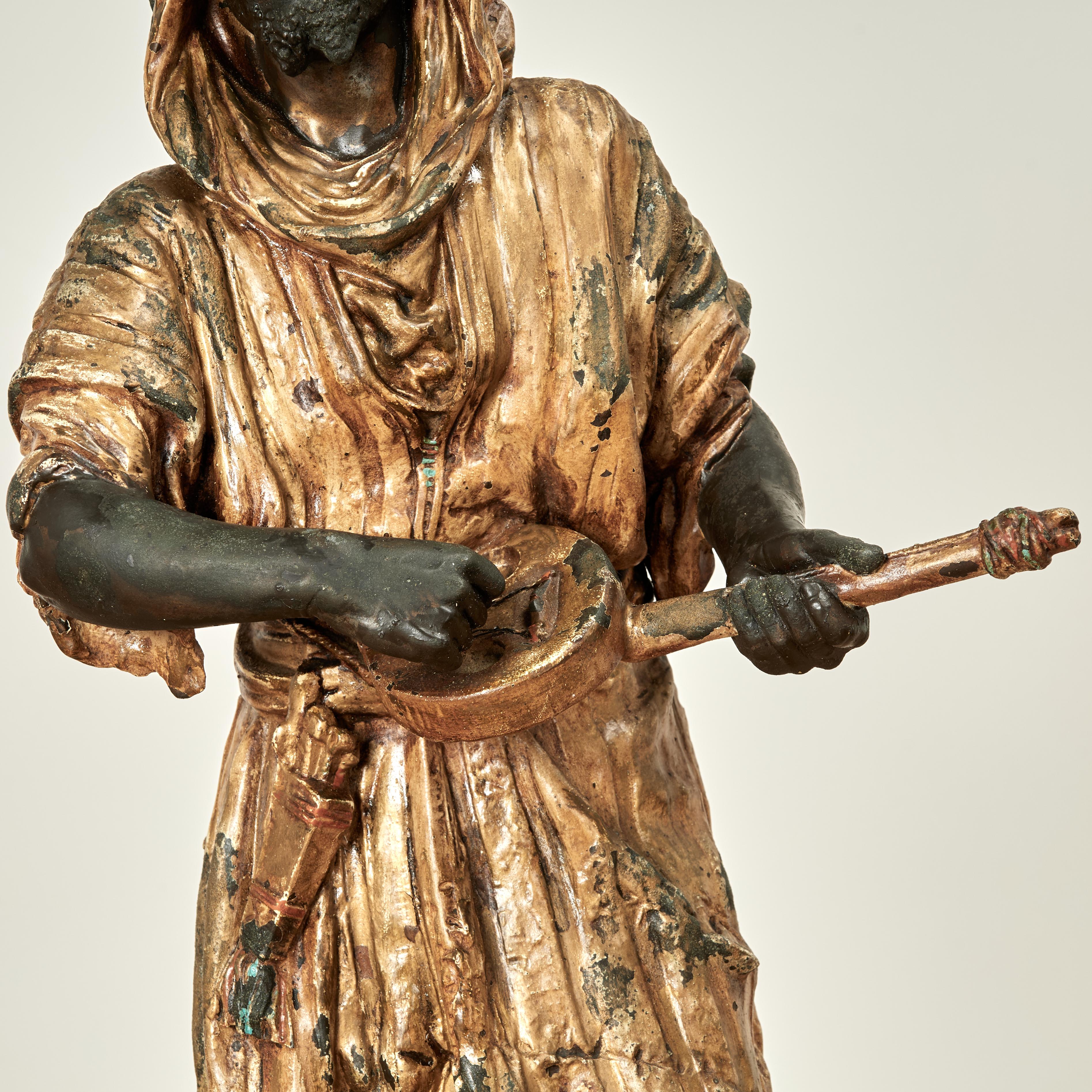 Pair of Large Antique Orientalist Bronze Figural Sculptures or Statues For Sale 9