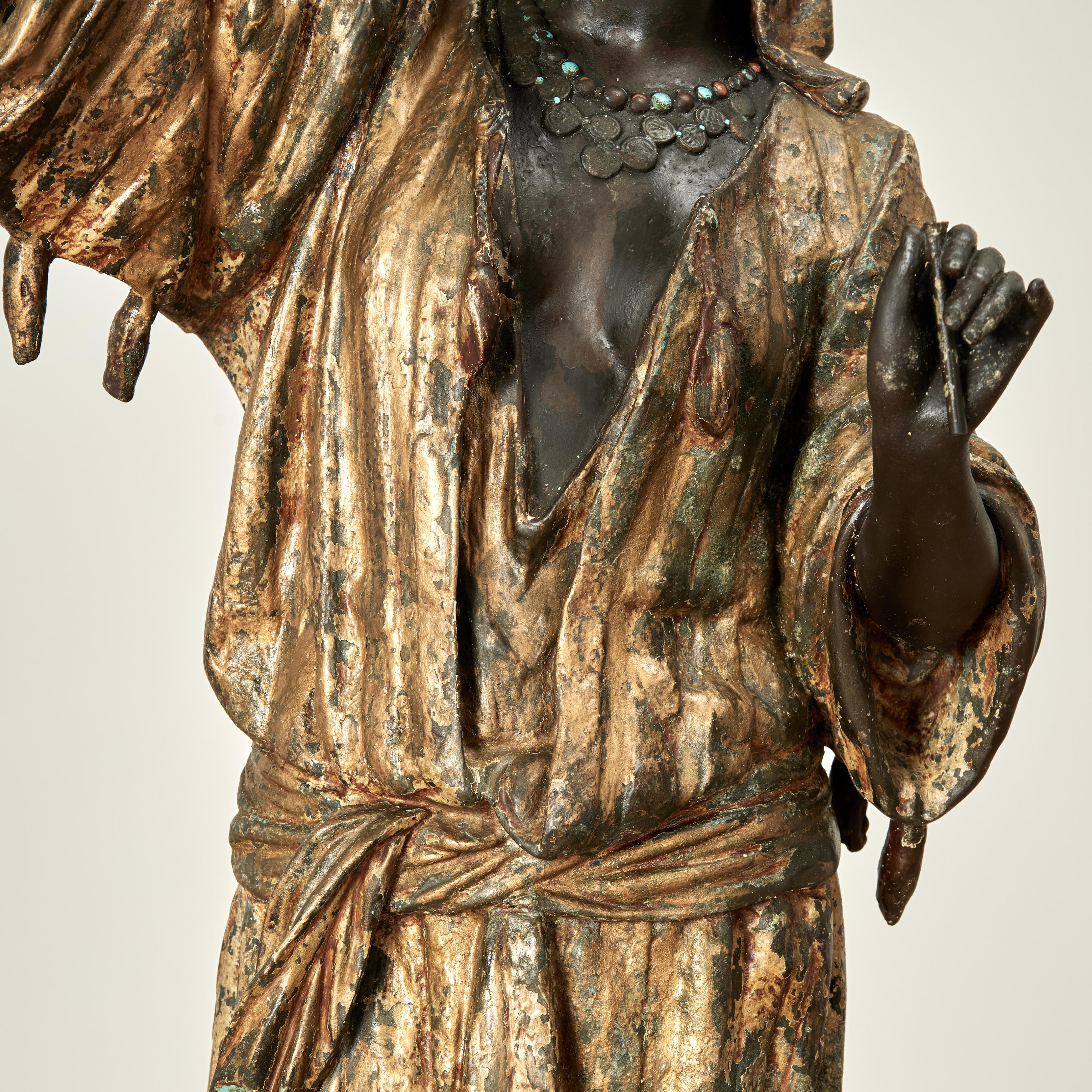 Pair of Large Antique Orientalist Bronze Figural Sculptures or Statues For Sale 2