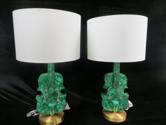 Paire de lampes en malachite