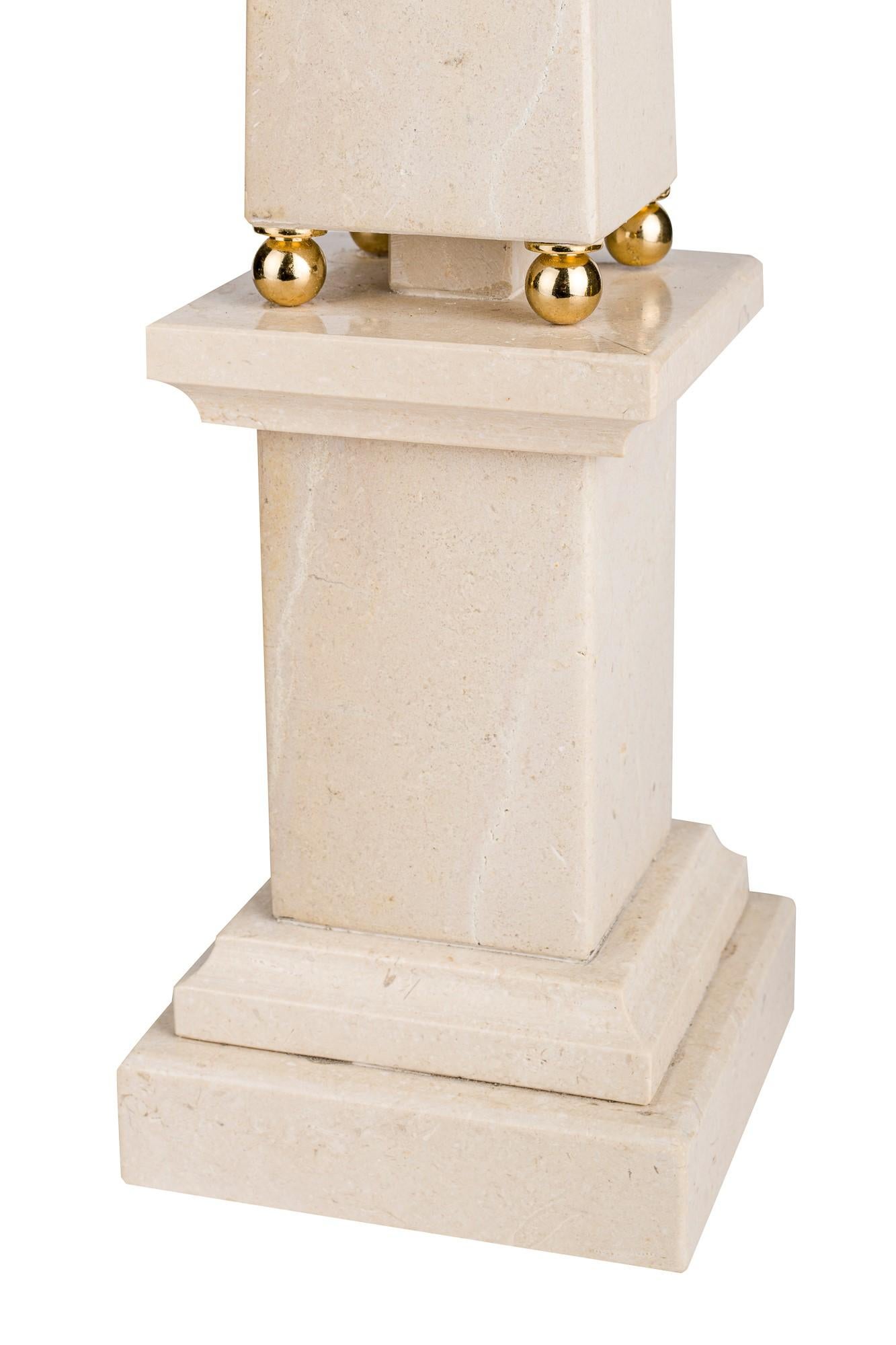 Pair of Vintage Sculptures White Marble Gold Bronze Obelisks Italian Vintage 5