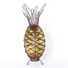 Paar Ananas aus Metall und Glas aus der Mitte des Jahrhunderts
