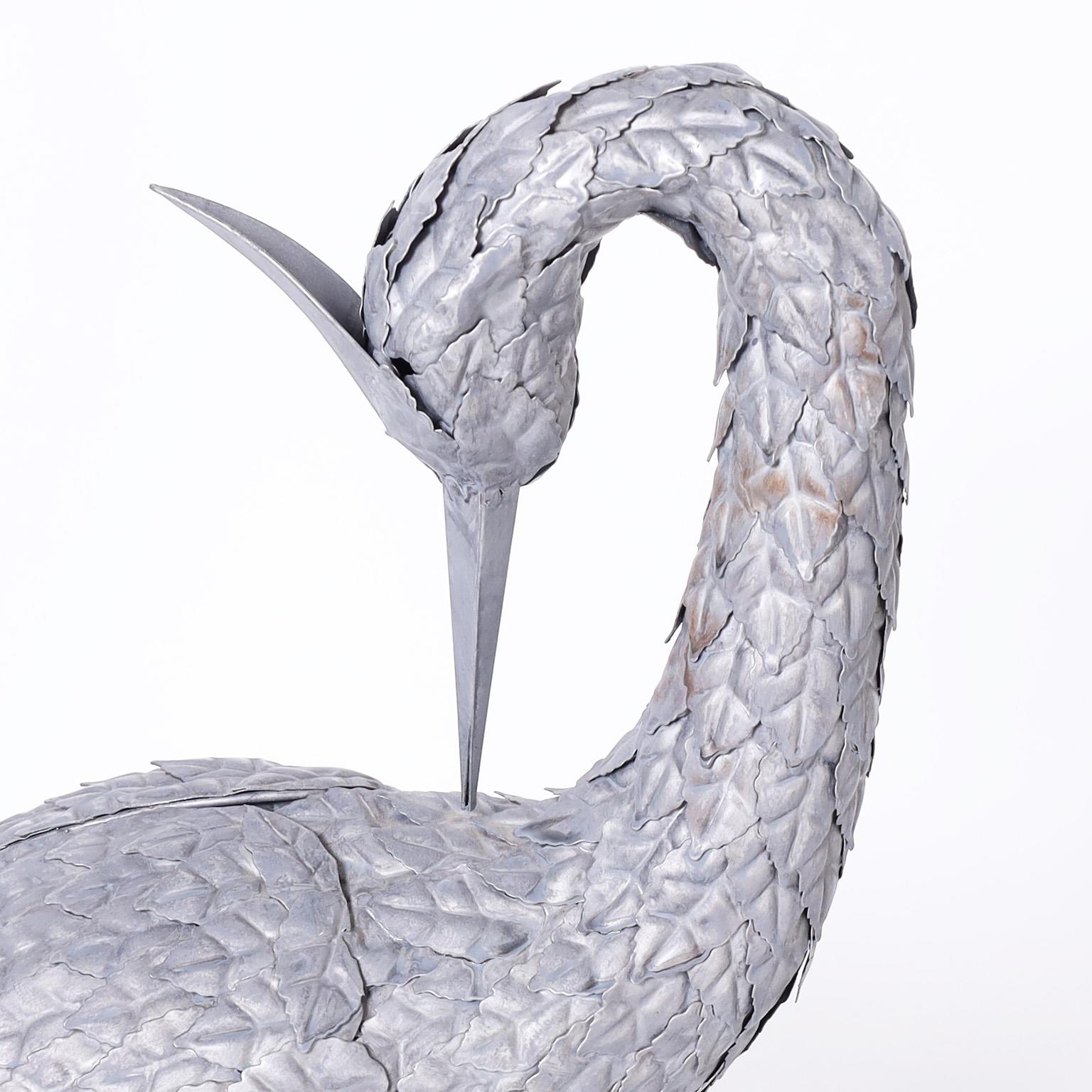 Pair of Mid-Century Metal Cranes or Bird Sculptures For Sale 4