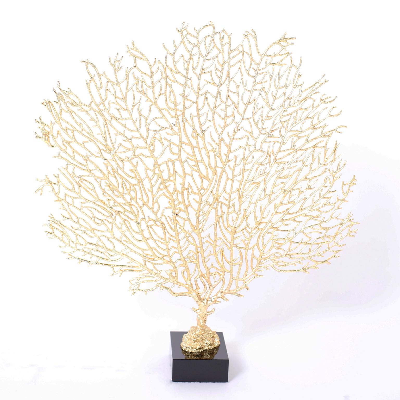 Pair of Midcentury Metal Sea Fan Sculptures For Sale 4