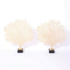 Pair of Midcentury Metal Sea Fan Sculptures