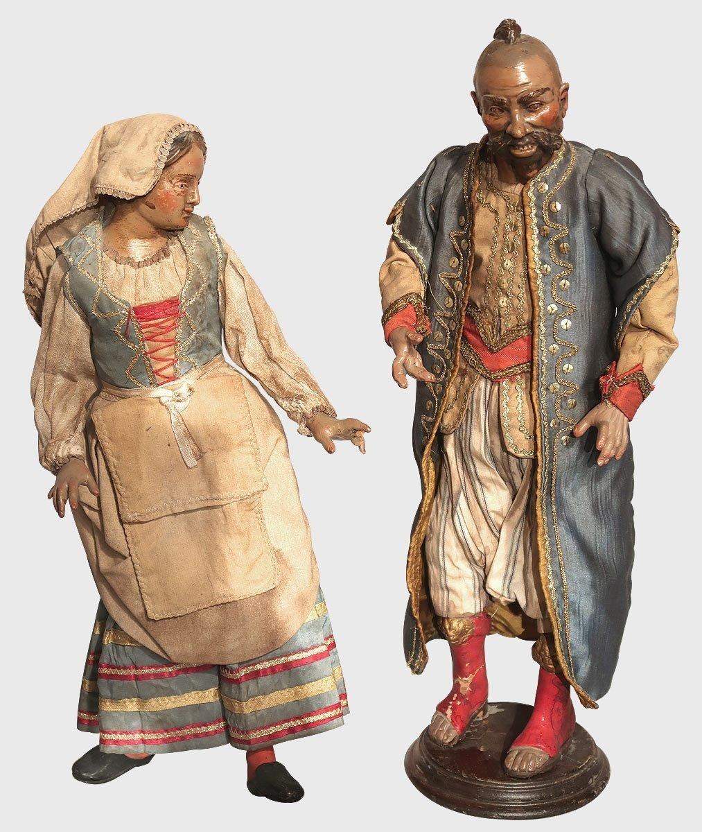 Unknown Figurative Sculpture - Pair Of Neapolitan Santons, Late 18th-early 19th Century