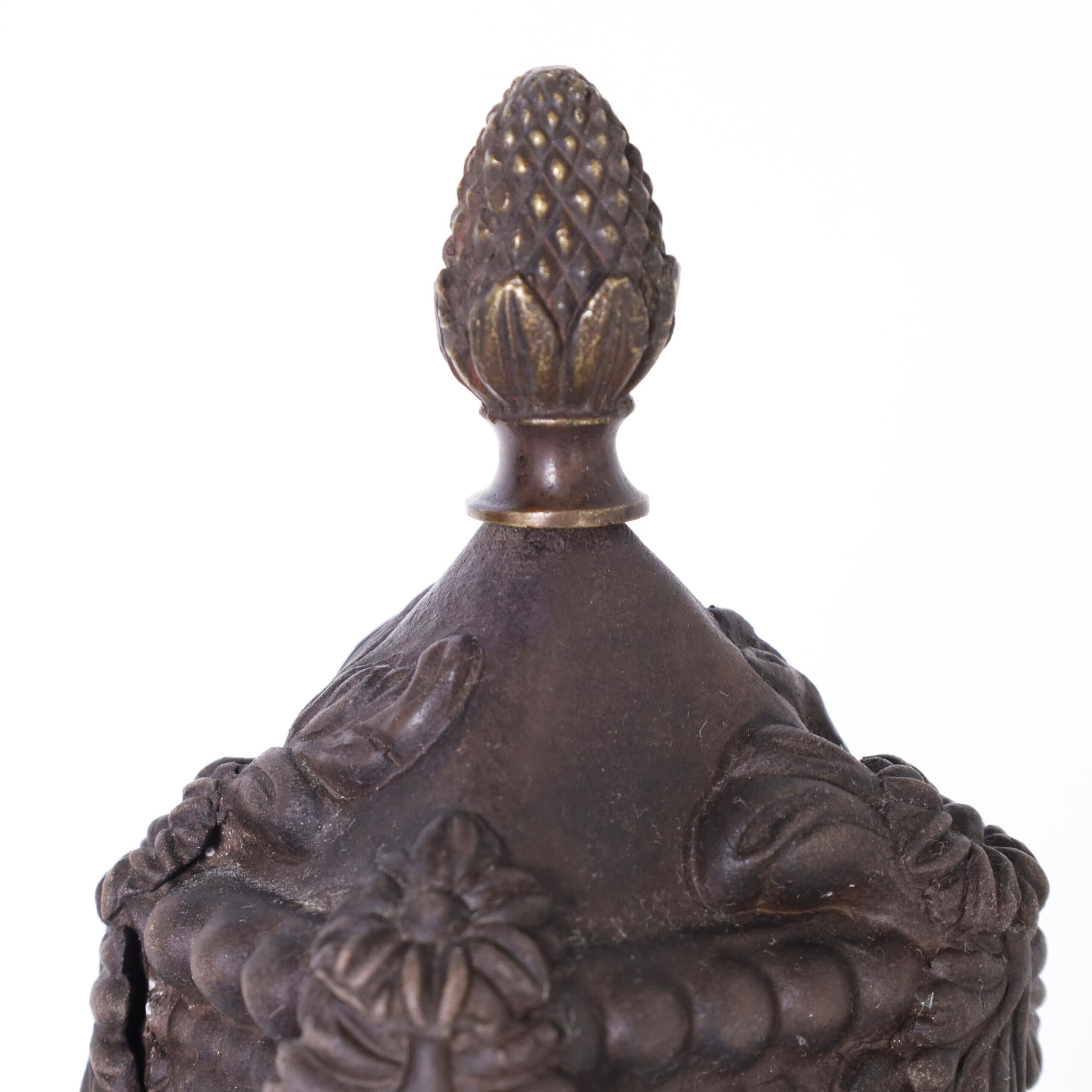 Pair of Neoclassic Earthenware Elephants with Obelisks For Sale 2