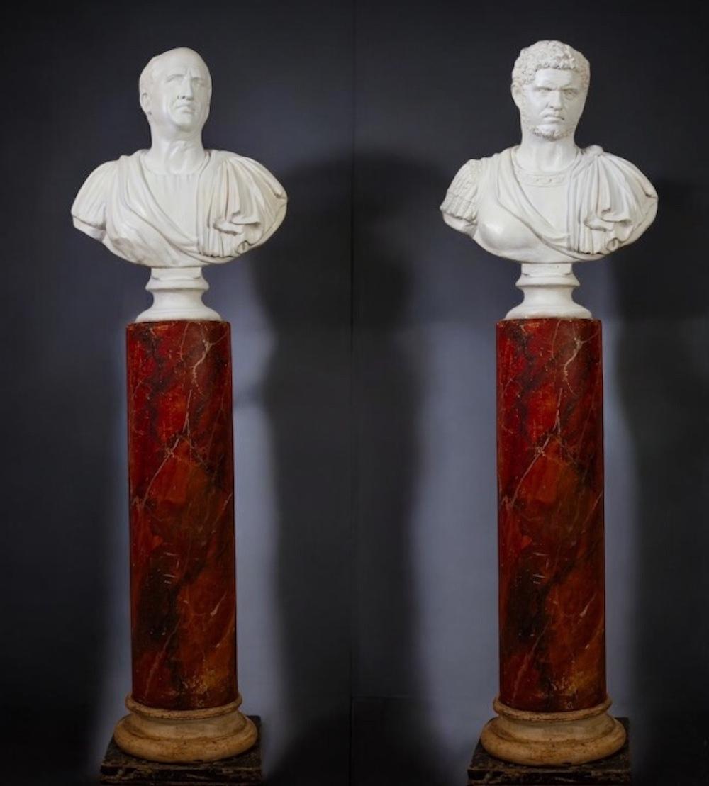 Pair of  Neoclassical  Terracotta  Bust of Emperor Caracalla and Cicero - Sculpture by Unknown