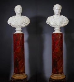 Pair of  Neoclassical  Terracotta  Bust of Emperor Caracalla and Cicero