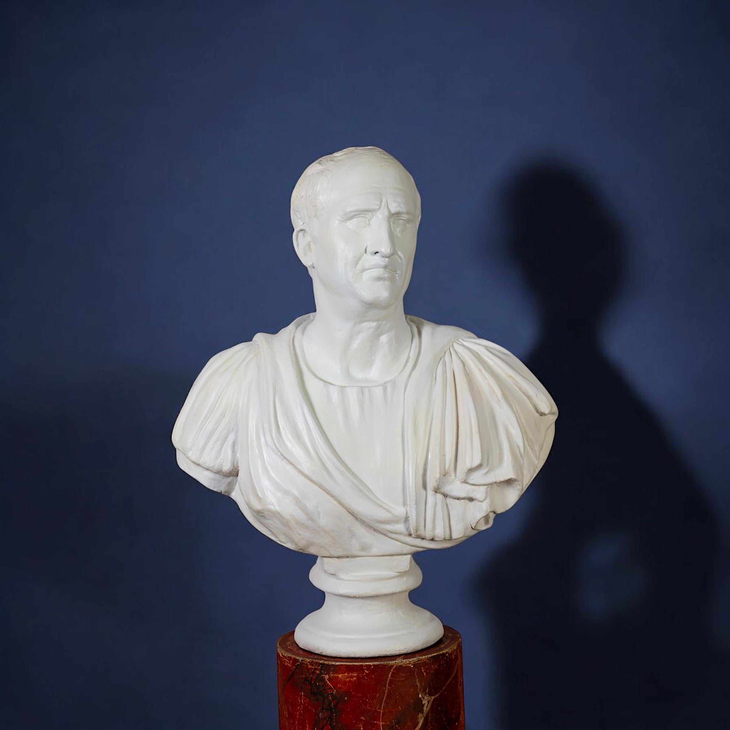 Pair of  Neoclassical  Terracotta  Bust of Emperor Caracalla and Cicero - Black Figurative Sculpture by Unknown
