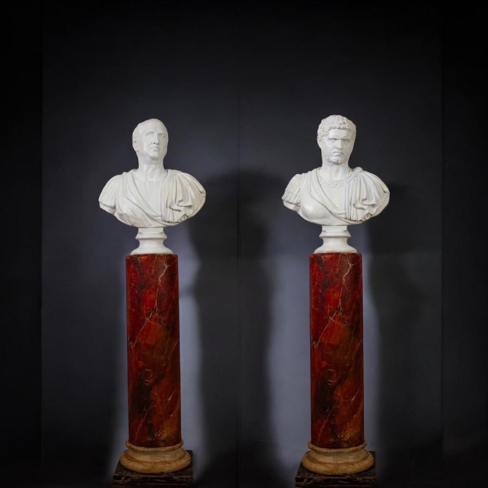 Pair of  Neoclassical  Terracotta  Bust of Emperor Caracalla and Cicero For Sale 2