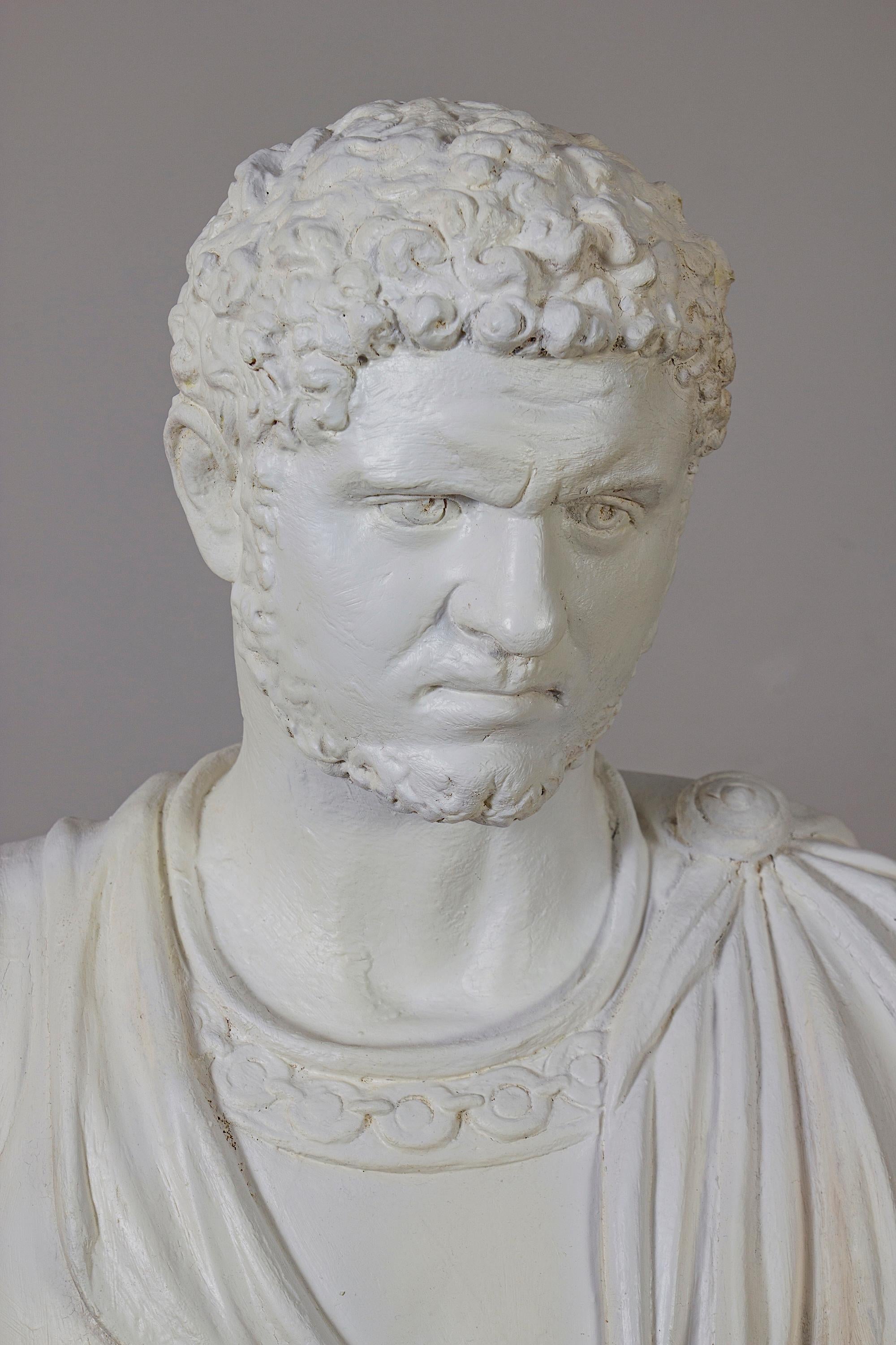 Pair of  Neoclassical  Terracotta  Bust of Emperor Caracalla and Cicero For Sale 3