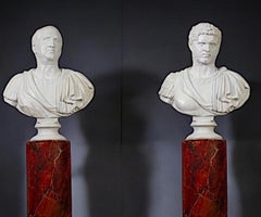 Paar von  Neoklassisch  Terrakotta  Büste des Kaisers Caracalla und Cicero